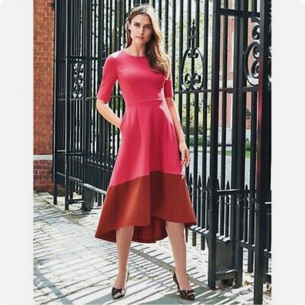 Boden Pink and Brown Midi Dress